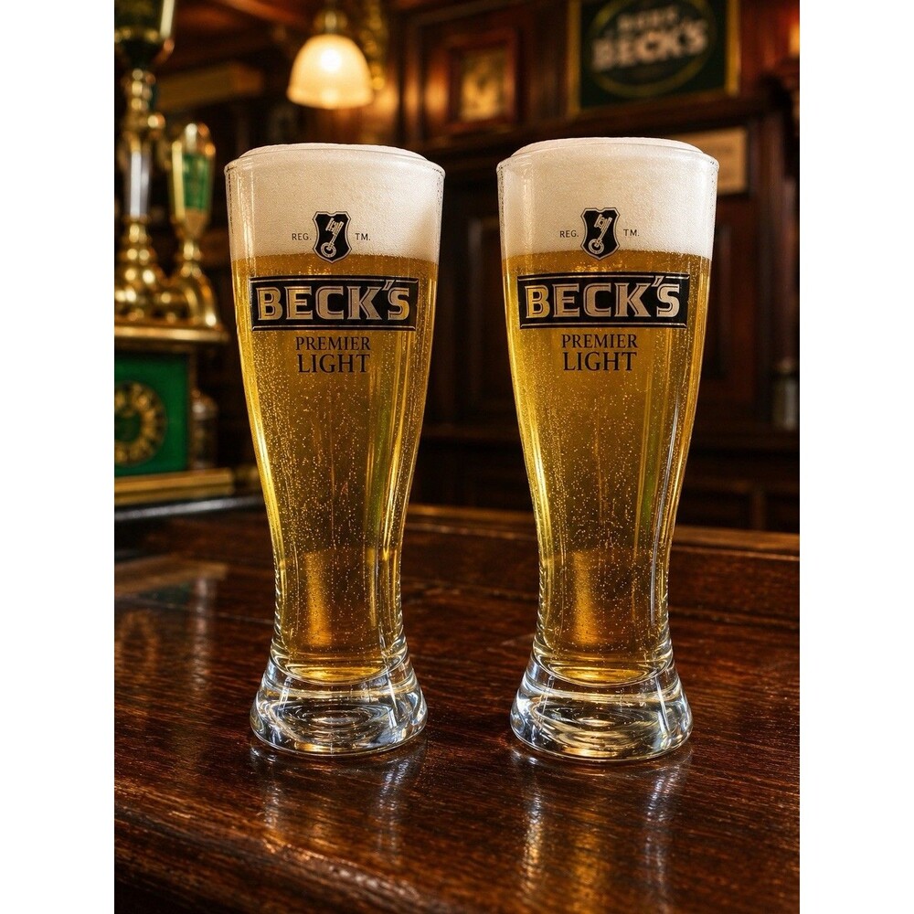 Beck’s Premier Light Beer Glasses Set of 2